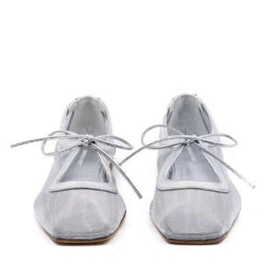 Andrea Gomez Amelia Clear Mesh Ballet Flat In Silver