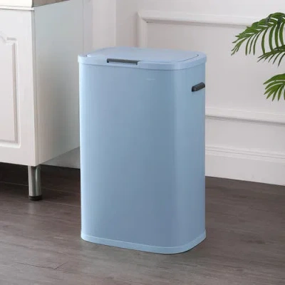Happimess Tammi Kitchen 14.5-gallon Slim Metal Push Button Trash Can In Blue