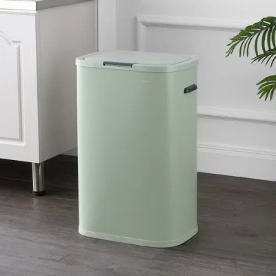 Happimess Tammi Kitchen 14.5-gallon Slim Metal Push Button Trash Can In Green