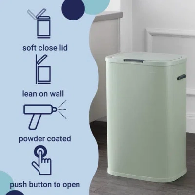 Happimess Tammi Kitchen 14.5-gallon Slim Metal Push Button Trash Can In Green