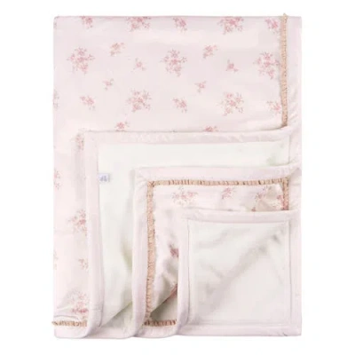Just Born Floral Plush Blanket With Satin Trim In Multi