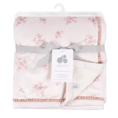 Just Born Floral Plush Blanket With Satin Trim In Multi