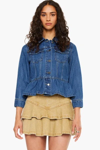 Kancan Marilou Peplum Denim Jacket In Blue
