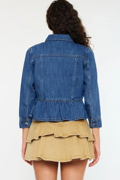 Kancan Marilou Peplum Denim Jacket In Blue