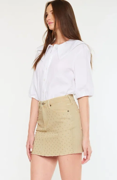 Kancan Rowan Pearl Detail Mini Skirt In Brown