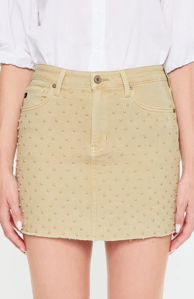 Kancan Rowan Pearl Detail Mini Skirt In Brown