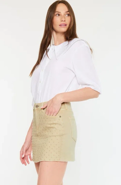 Kancan Rowan Pearl Detail Mini Skirt In Brown
