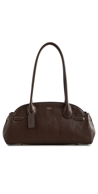 Coach Glazed Leather Empire Carryall 34 Maple In Brown