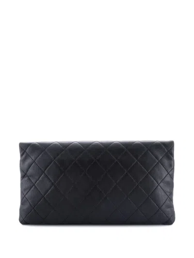 Pre-owned Chanel Beauty Cc Quilted Lambskin Clutch Bag In Black
