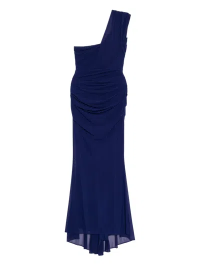 Talbot Runhof One-shoulder Dress In Blue