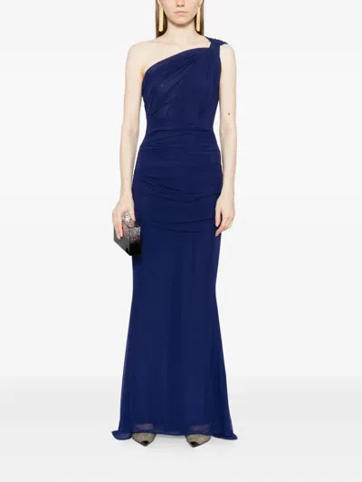Talbot Runhof One-shoulder Dress In Blue