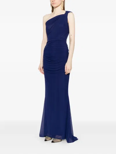 Talbot Runhof One-shoulder Dress In Blue