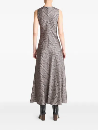 Vince Plaid Cowl-neck Dress In Brown