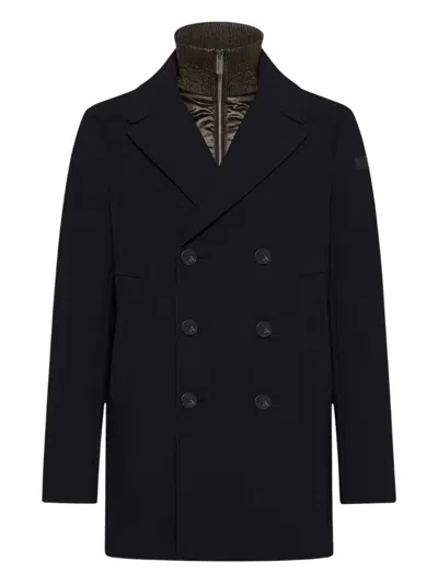 Rrd Thermo Peacoat Jacket With High Collar And Buttoned Closure In Black
