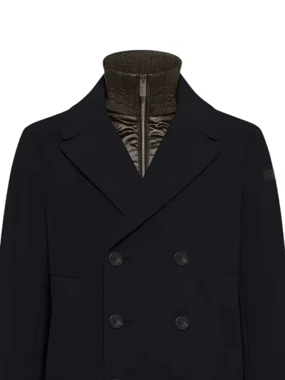 Rrd Thermo Peacoat Jacket With High Collar And Buttoned Closure In Black
