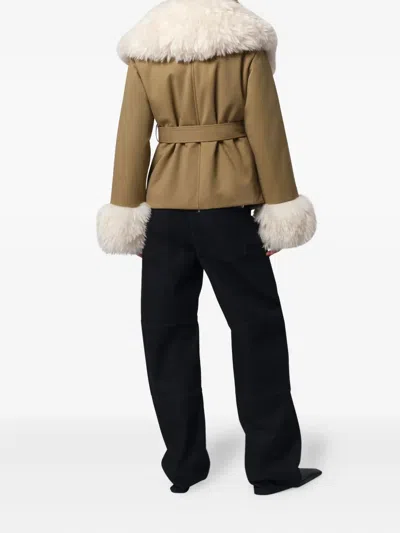 Apparis Parker Belted Jacket In Green