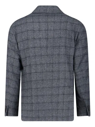 Boglioli Double-breasted Check Pattern Blazer Jacket In Gray