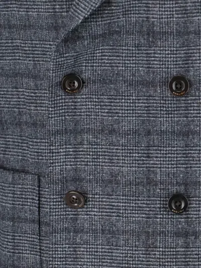 Boglioli Double-breasted Check Pattern Blazer Jacket In Gray