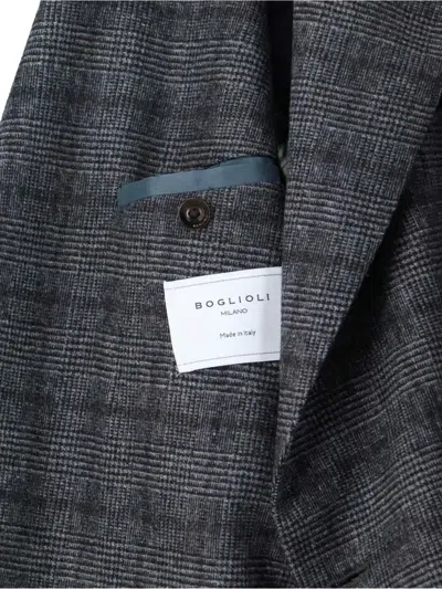 Boglioli Double-breasted Check Pattern Blazer Jacket In Gray