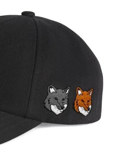 Maison Kitsuné Fox-motif Adjustable Cap In Black