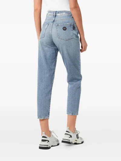 Philipp Plein Mom Fit Jeans Hexagon In Blue