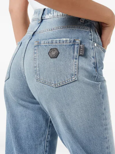 Philipp Plein Mom Fit Jeans Hexagon In Blue