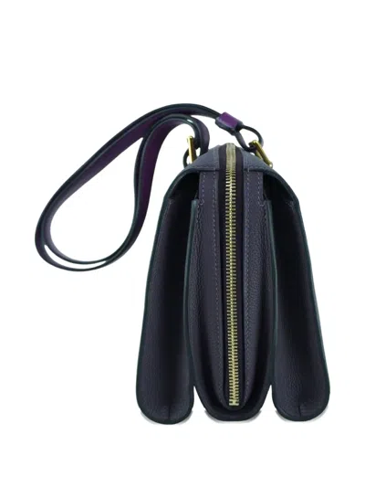 Pre-owned Hermes Simone Leather Handbag In Purple
