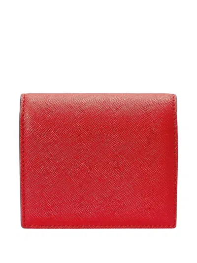 Ralph Lauren Crosshatch Leather Compact Wallet In Red