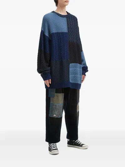 Aftermaths Patchwork Sweater In Blue