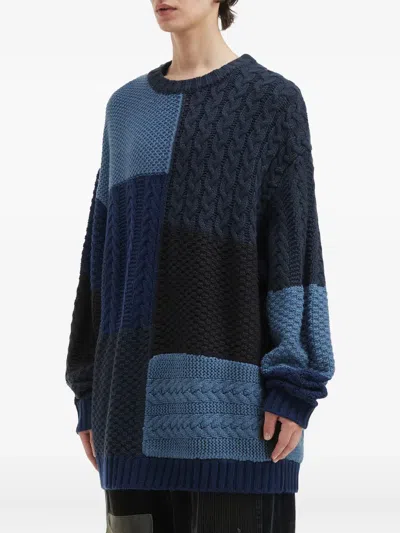 Aftermaths Patchwork Sweater In Blue