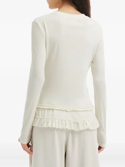 Mini Cream Ruffled T-shirt In White