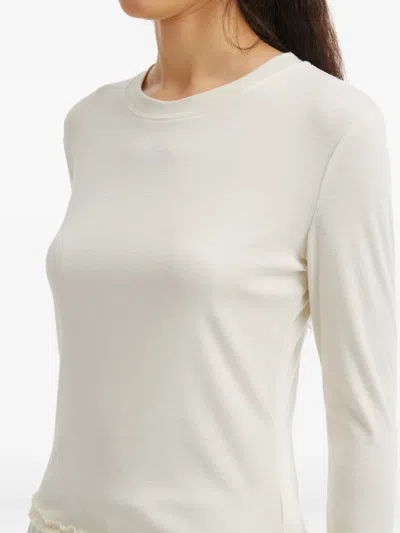 Mini Cream Ruffled T-shirt In White
