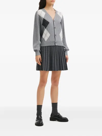 B+ab Argyle Buttoned Cardigan And Skirt Set In Green