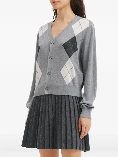 B+ab Argyle Buttoned Cardigan And Skirt Set In Green