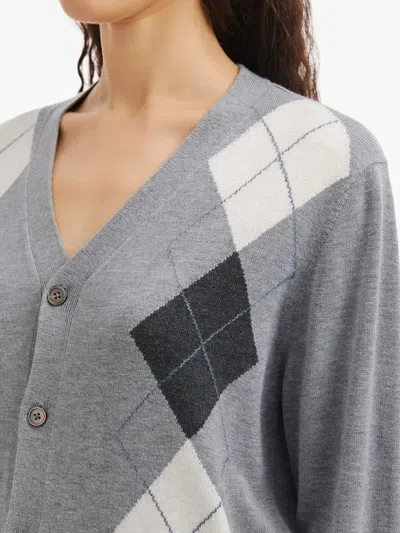 B+ab Argyle Buttoned Cardigan And Skirt Set In Green