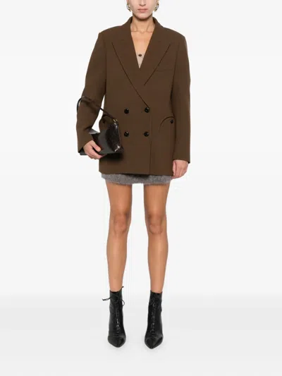 Blazé Milano Long-sleeved Suit Jacket In Brown