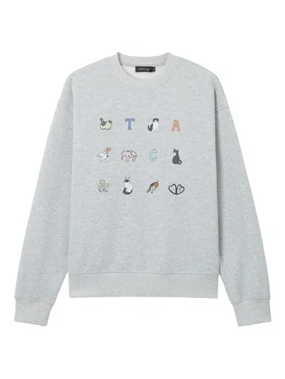 Tout A Coup Graphic-print Crewneck Top In Gray
