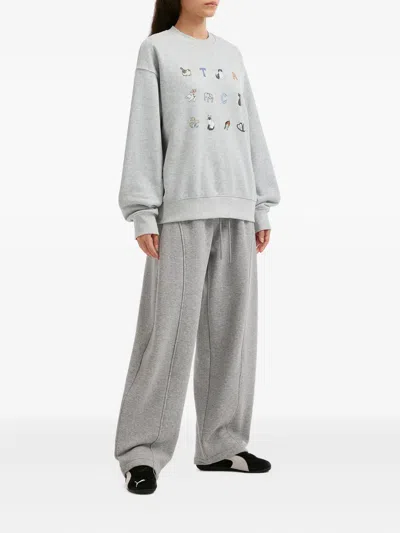 Tout A Coup Graphic-print Crewneck Top In Gray