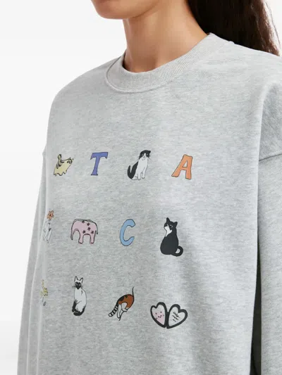 Tout A Coup Graphic-print Crewneck Top In Gray