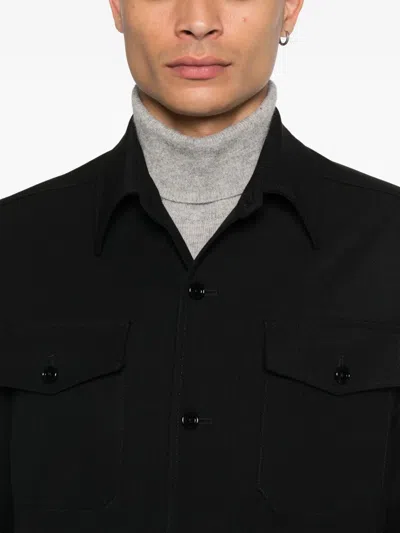 Lardini Button-front Shirt Jacket In Black