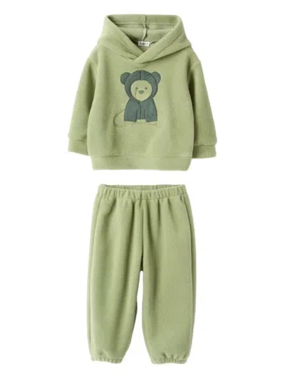Il Gufo Hooded Bear Tracksuit In Green