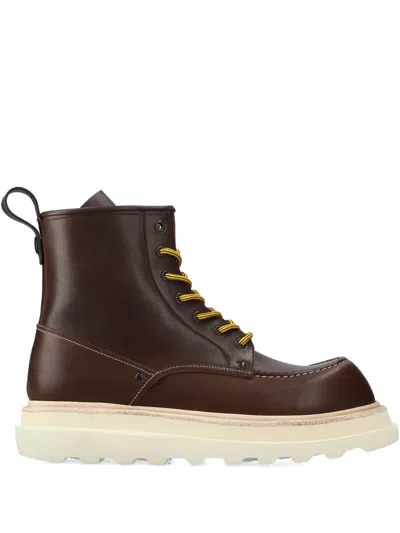 Premiata Lace-up Platform Boots In Brown