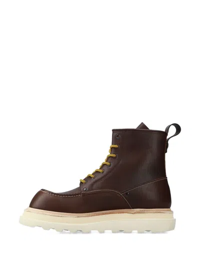Premiata Lace-up Platform Boots In Brown