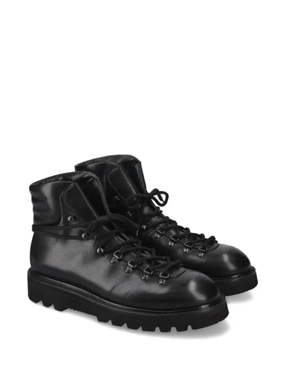 Premiata Lace-up Leather Boots In Black