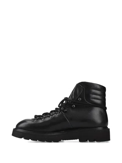 Premiata Lace-up Leather Boots In Black