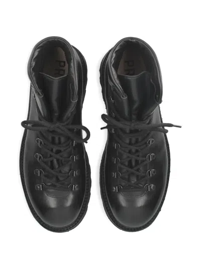 Premiata Lace-up Leather Boots In Black