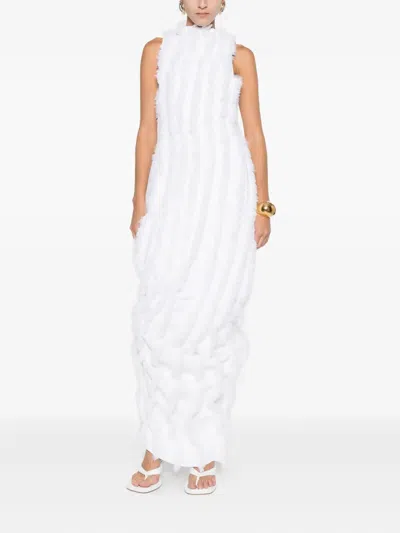 Jacquemus Ruffled Draped Maxi Dress In White