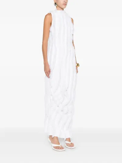 Jacquemus Ruffled Draped Maxi Dress In White