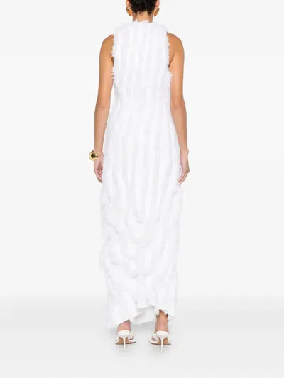 Jacquemus Ruffled Draped Maxi Dress In White