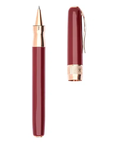 Pineider Classic Rose Gold Rollerball Pen (14.4cm X 1.55cm) In Red